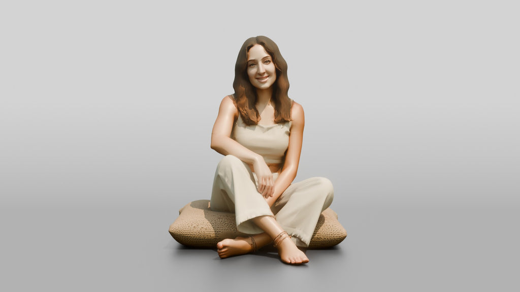 Woman Sitting Cross-Legged on a Cushion