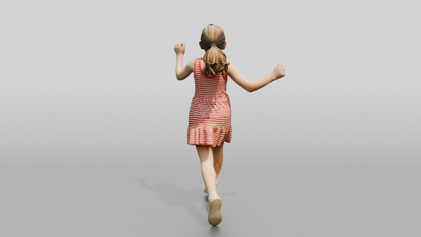 Slender Maltese Girl Skipping Along a Path