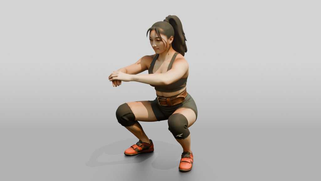 Woman in Squat with Knee Sleeves