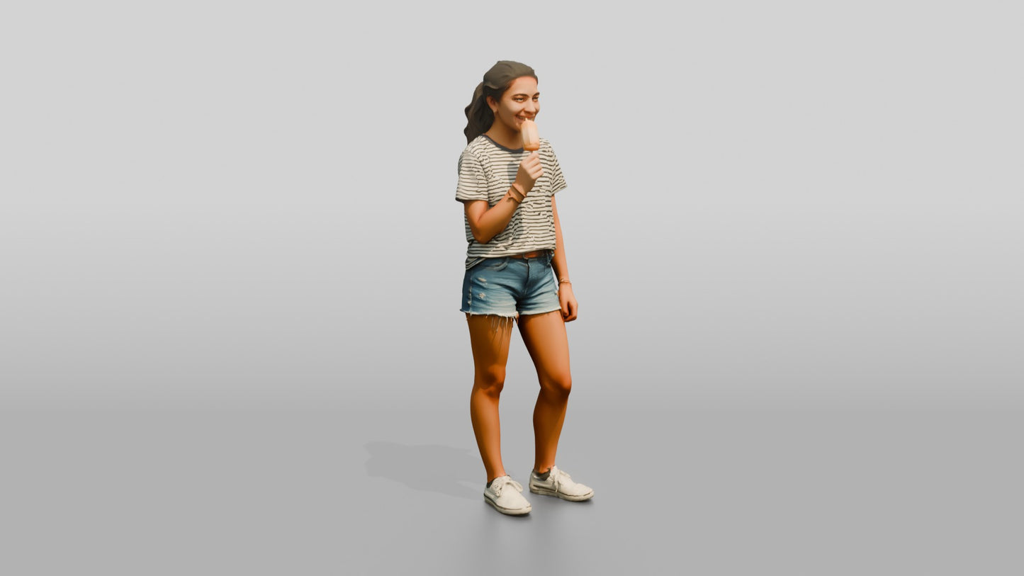 Tall Spanish Teenage Girl Eating an Ice Pop