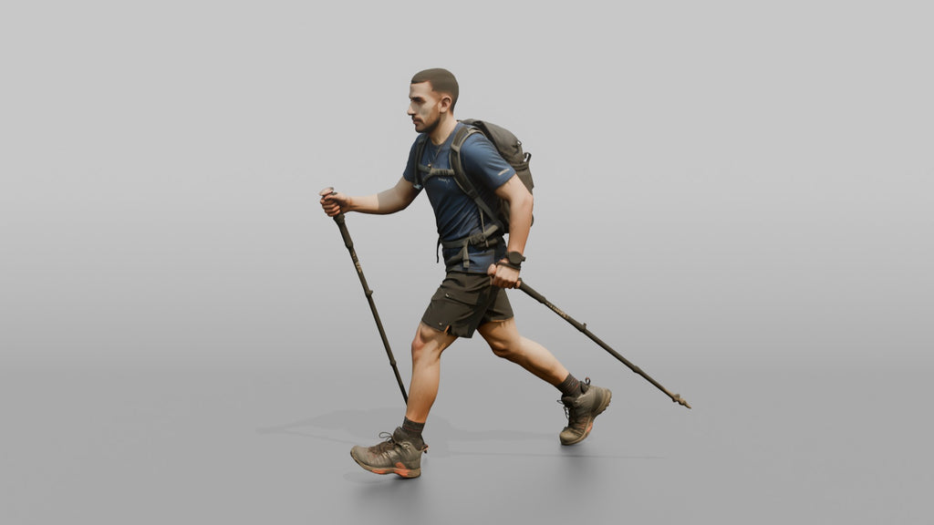 Speed Hiker Walking with Dual Poles