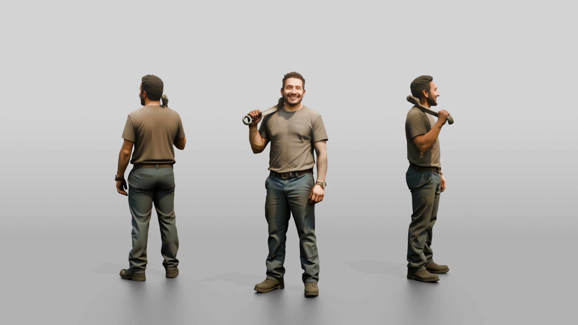 Mechanic Resting a Wrench on Shoulder