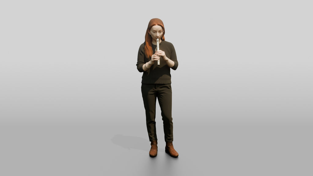 Tin Whistle Player with Silver Whistle