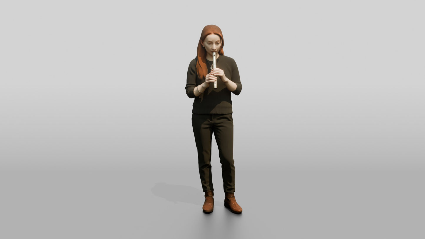 Tin Whistle Player with Silver Whistle