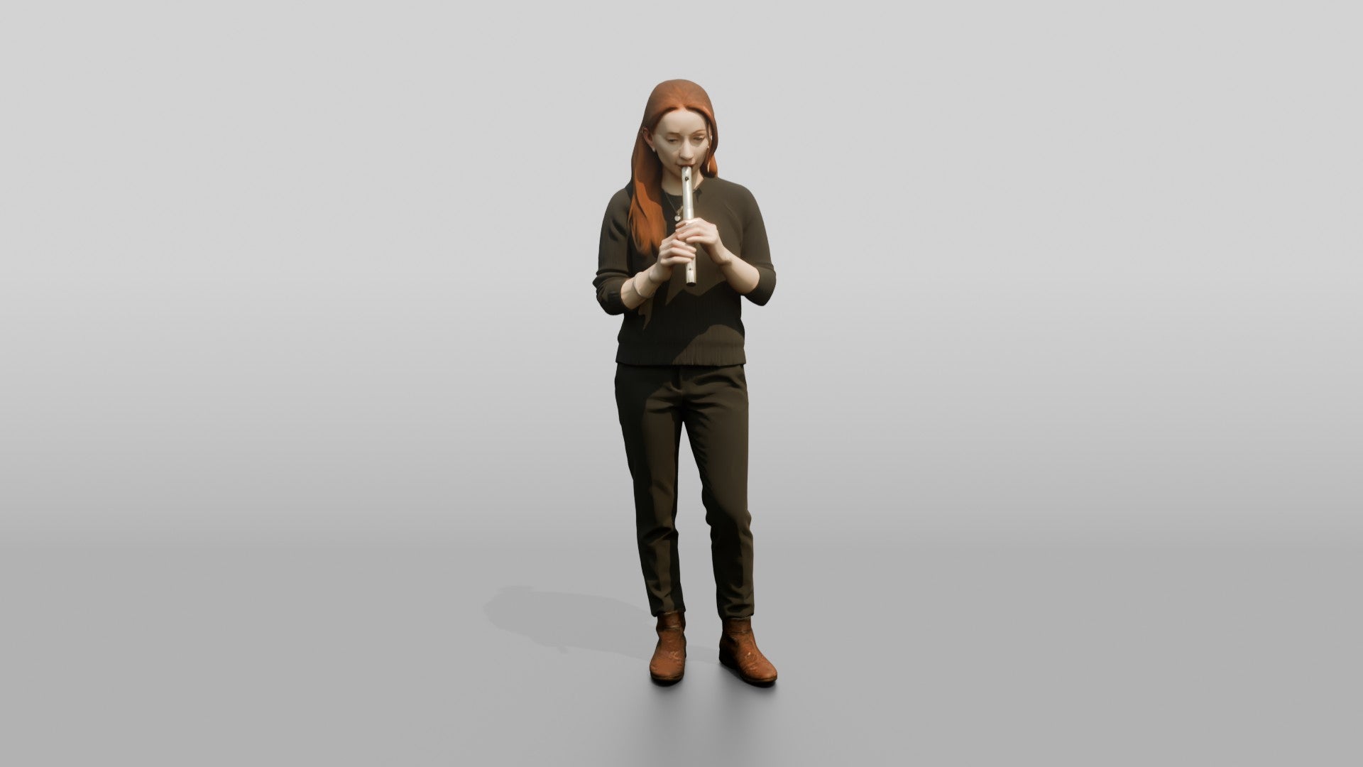 Tin Whistle Player with Silver Whistle