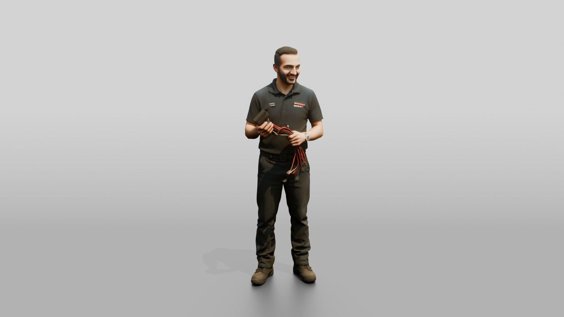 Mechanic Holding a Wire Harness Connector