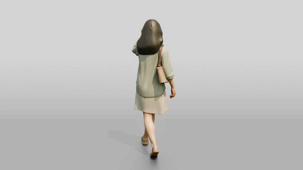 Woman Walking in Sunglasses with Straw Tote