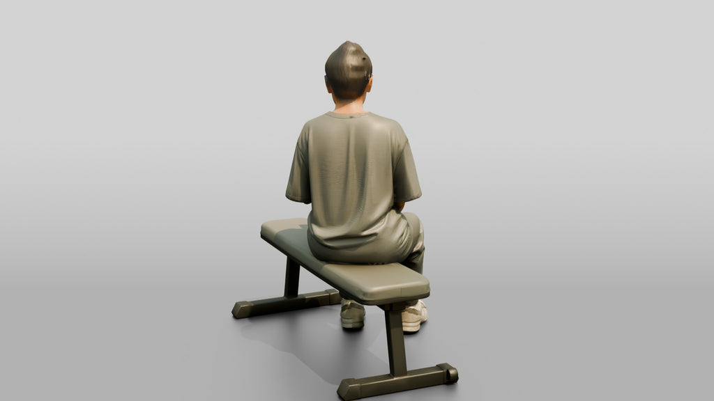 Woman Sitting with Shaker on Bench