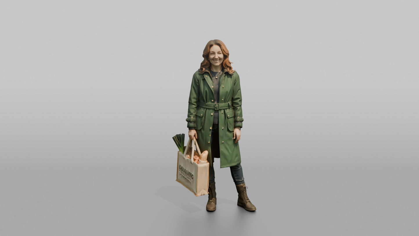 British Woman Posing in a Waterproof Raincoat