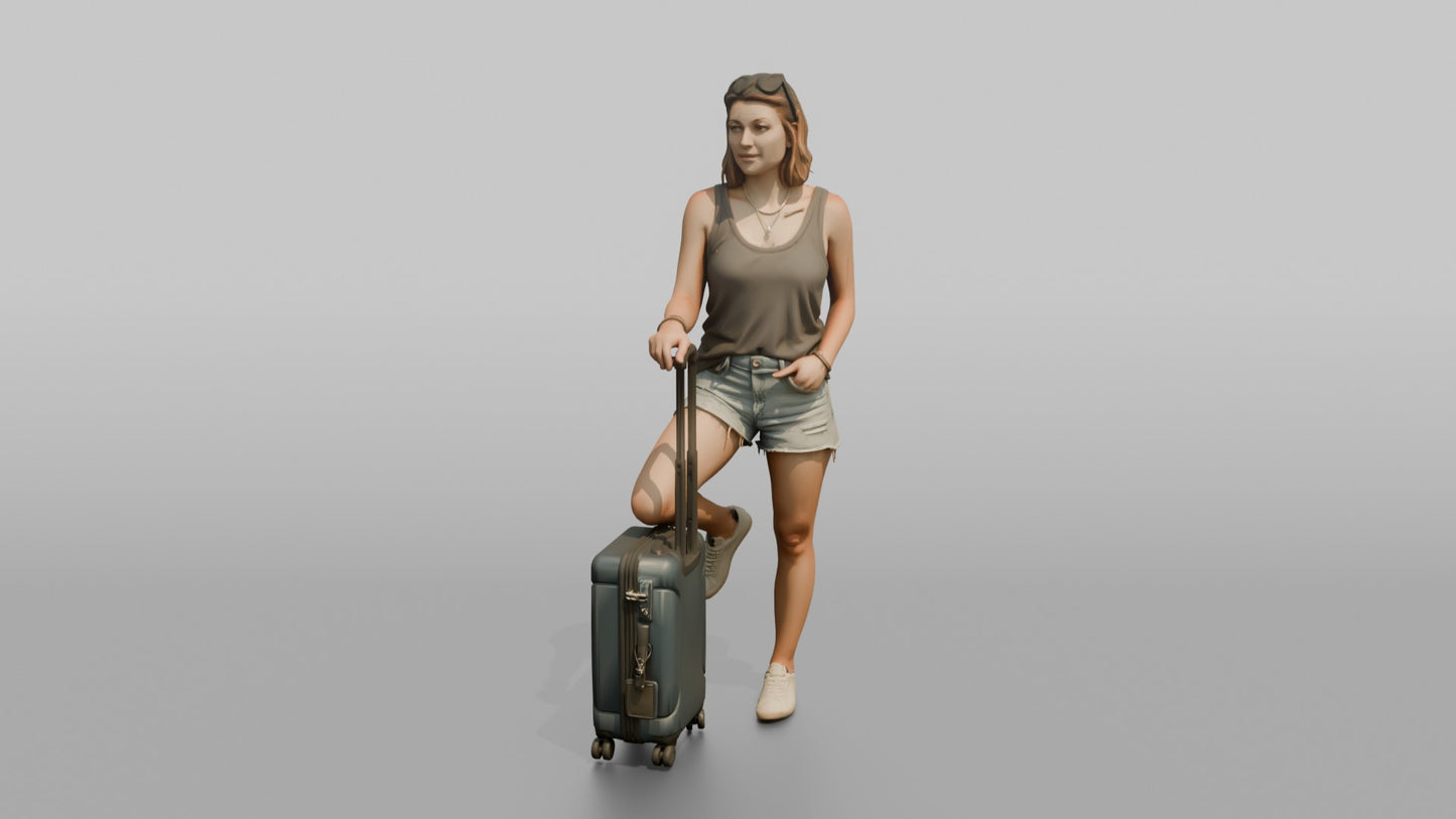 Vacationer Wearing Casual Tank Top And Cutoff Jeans