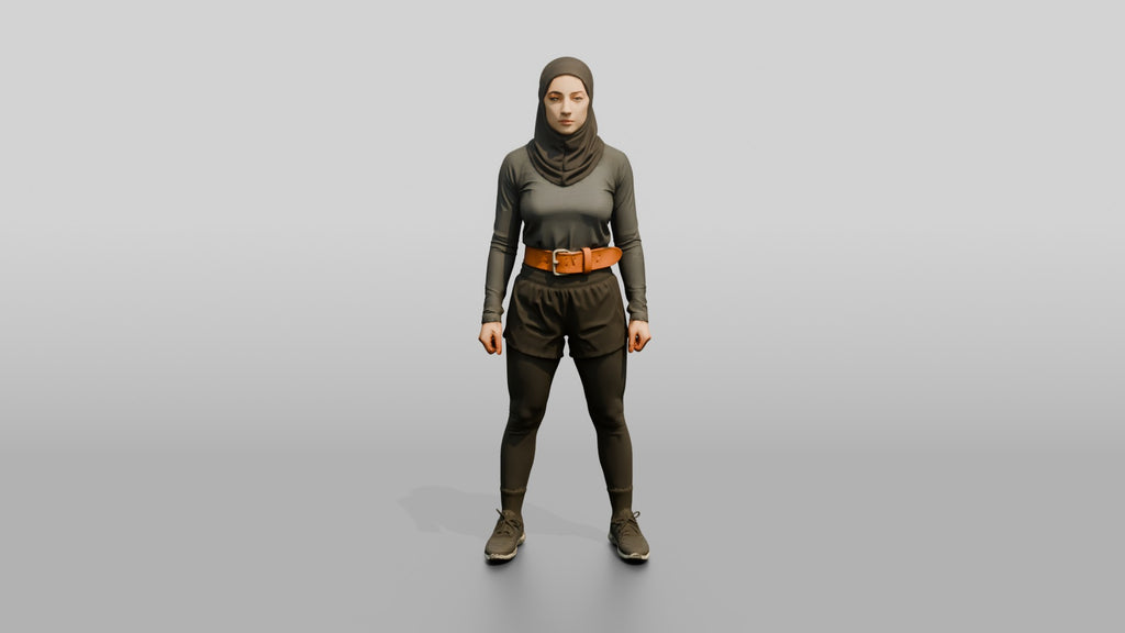 Woman in Sports Hijab and Belt