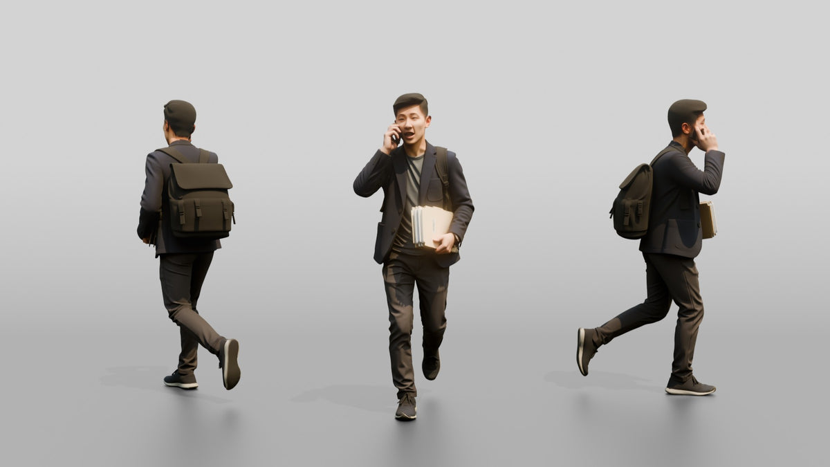 Chinese Man Sitting with Coffee - 3D character model