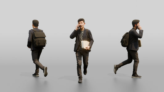 Chinese Man Sitting with Coffee - 3D character model
