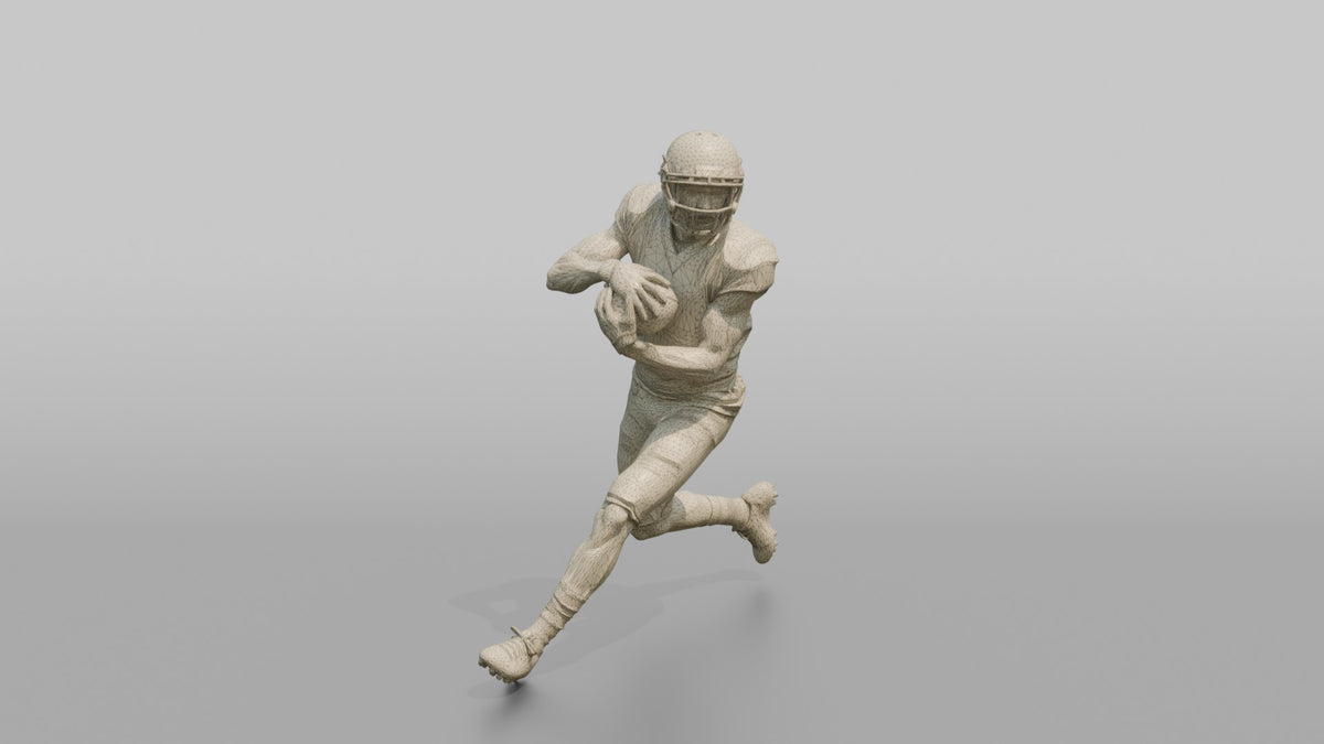 Cornerback Intercepting a Pass - wireframe topology preview