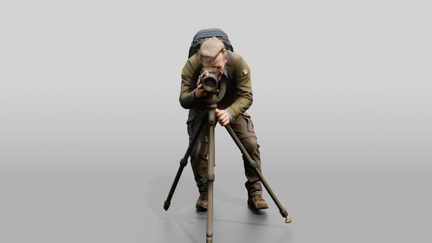 Man Setting Up Camera Tripod