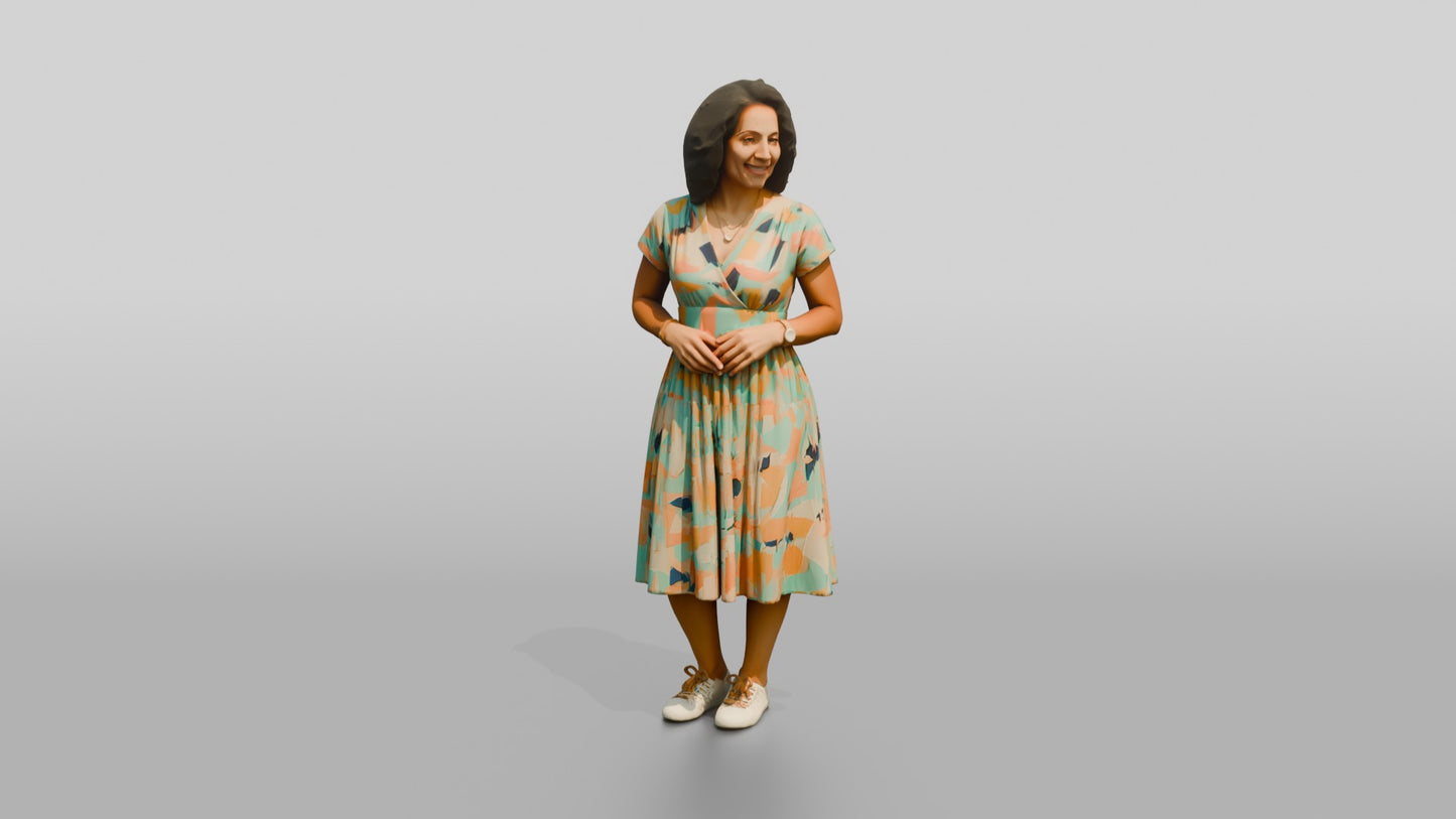Colombian Woman in Vibrant Sun Dress