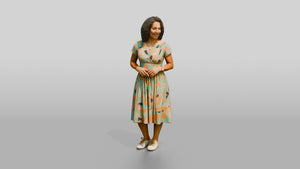 Colombian Woman in Vibrant Sun Dress - 3D character model, view 1