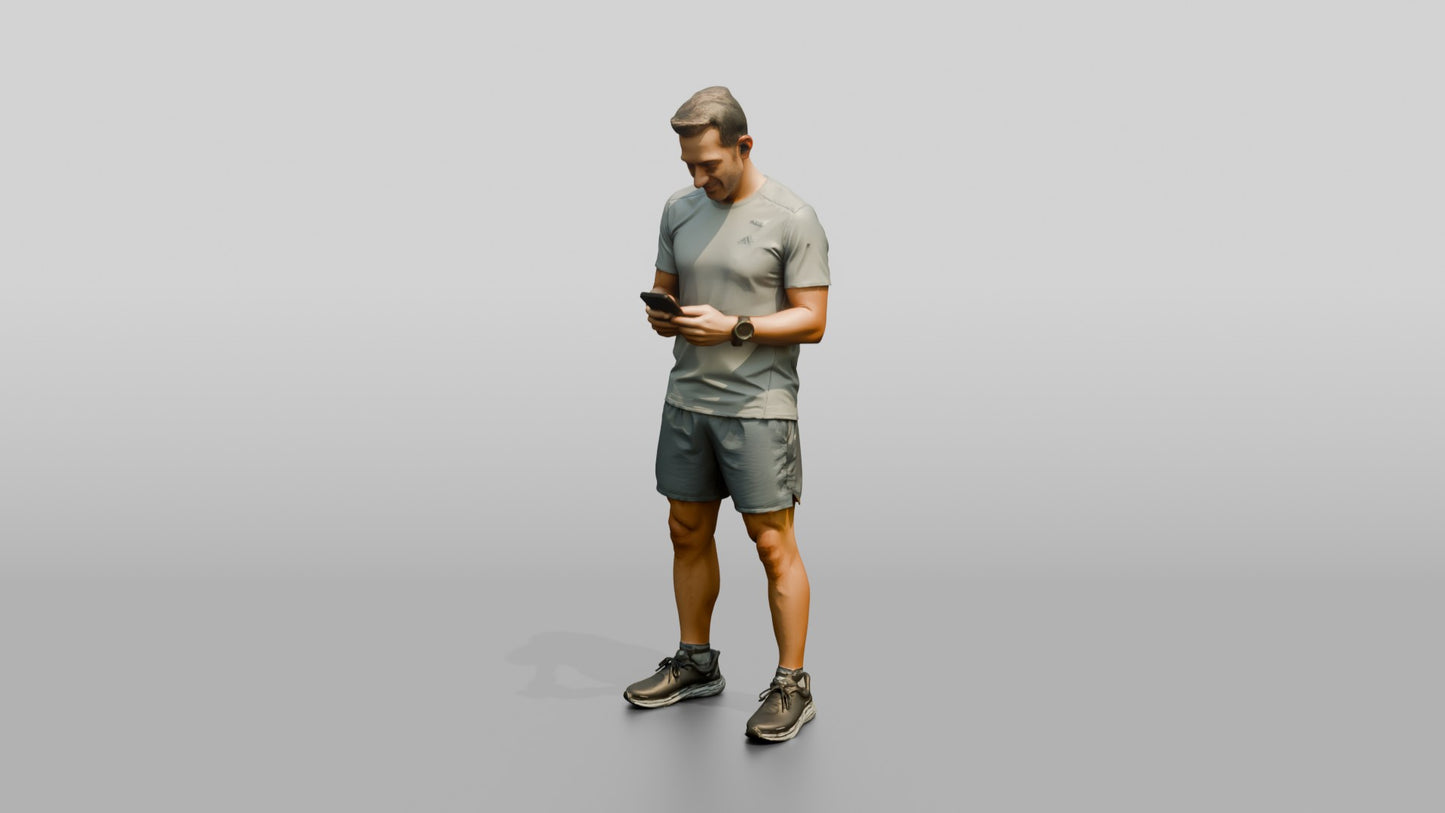 Middle-Aged Athletic Greek Man Checking His Phone