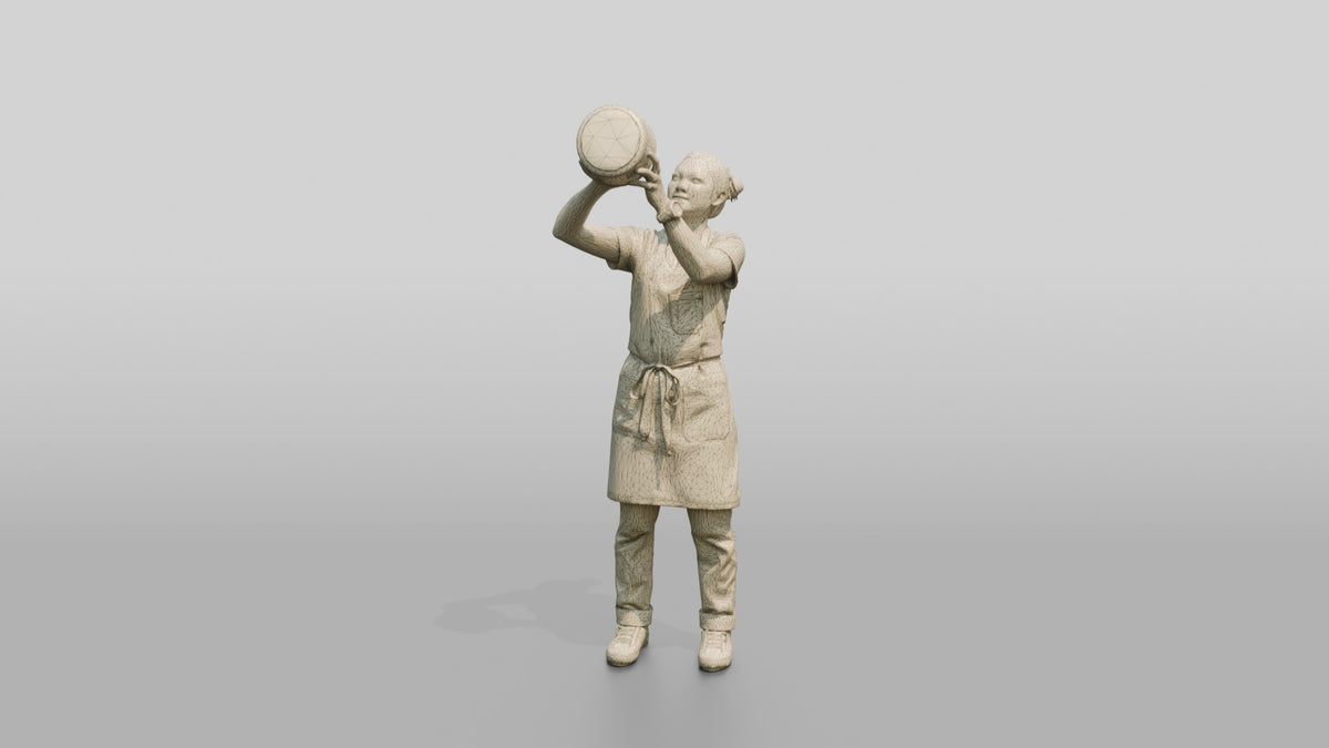 Line Cook Hanging Copper Pots - wireframe topology preview