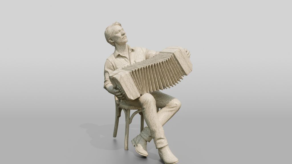Bandoneon Player Pulling Bellows
