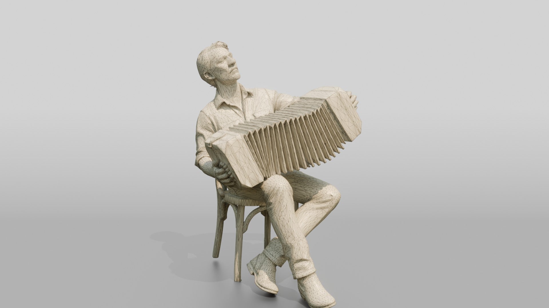 Bandoneon Player Pulling Bellows