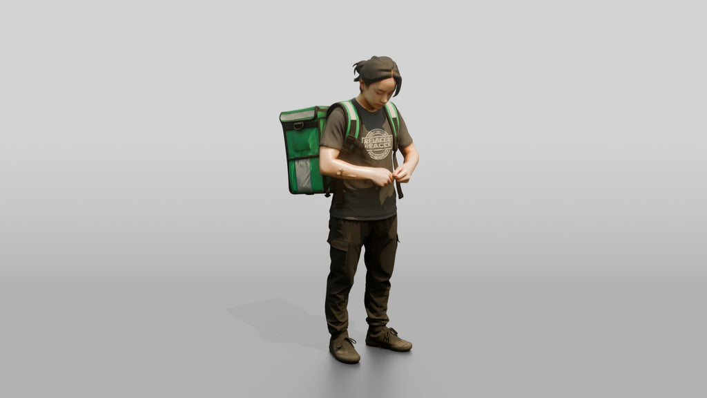 Food Delivery Man with Backpack