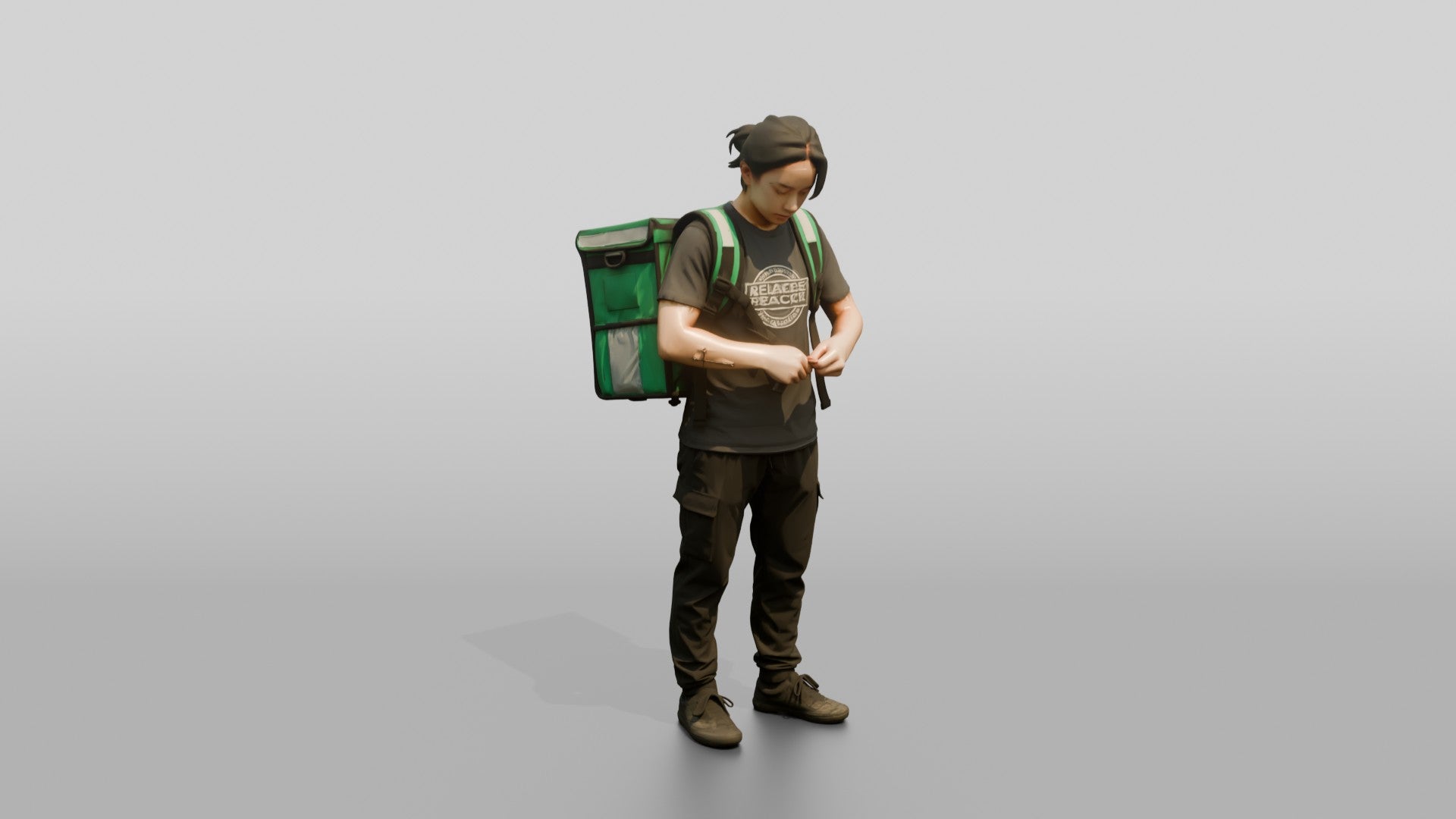 Food Delivery Man with Backpack