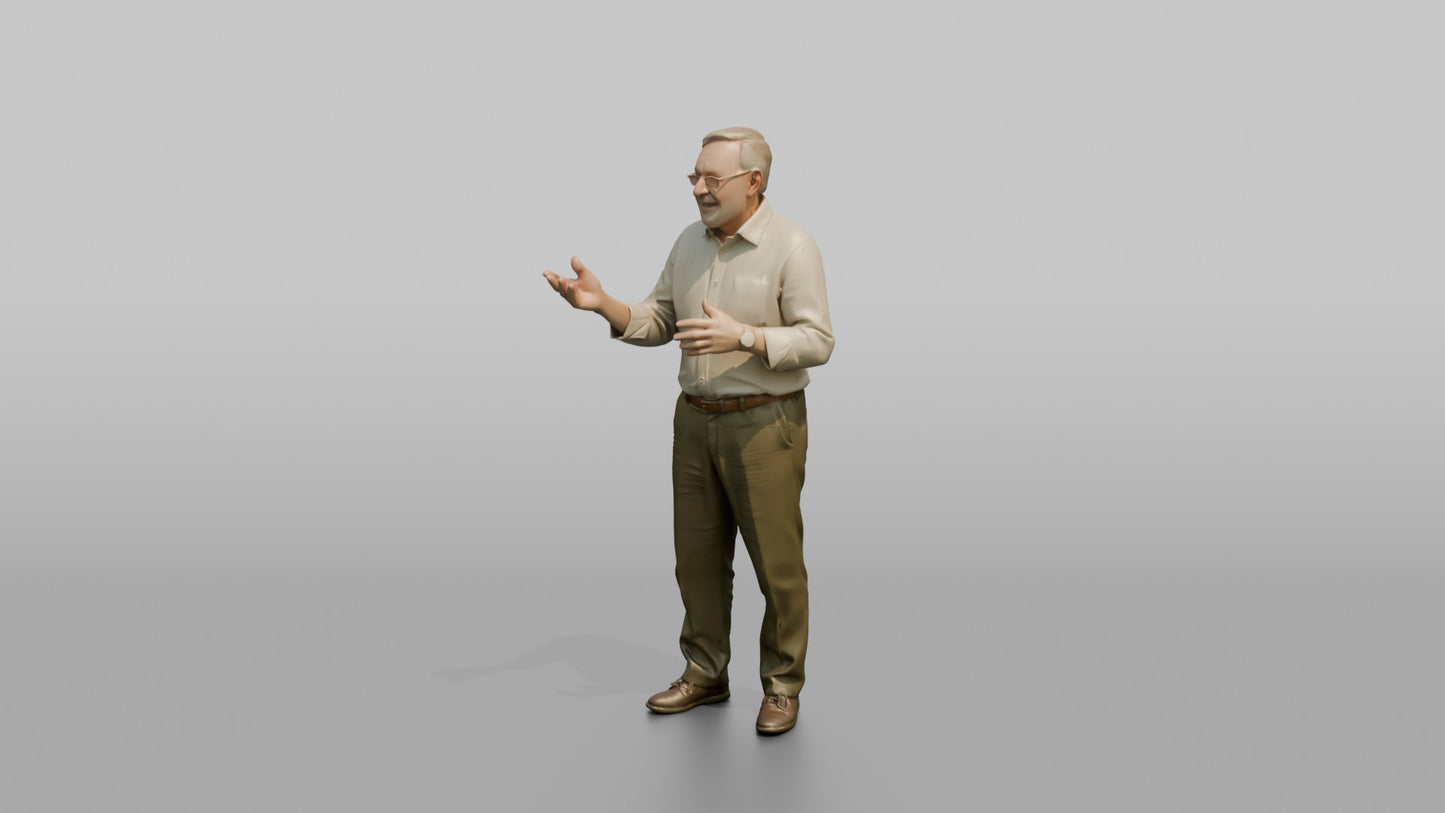 European Grandfather Standing and Chatting