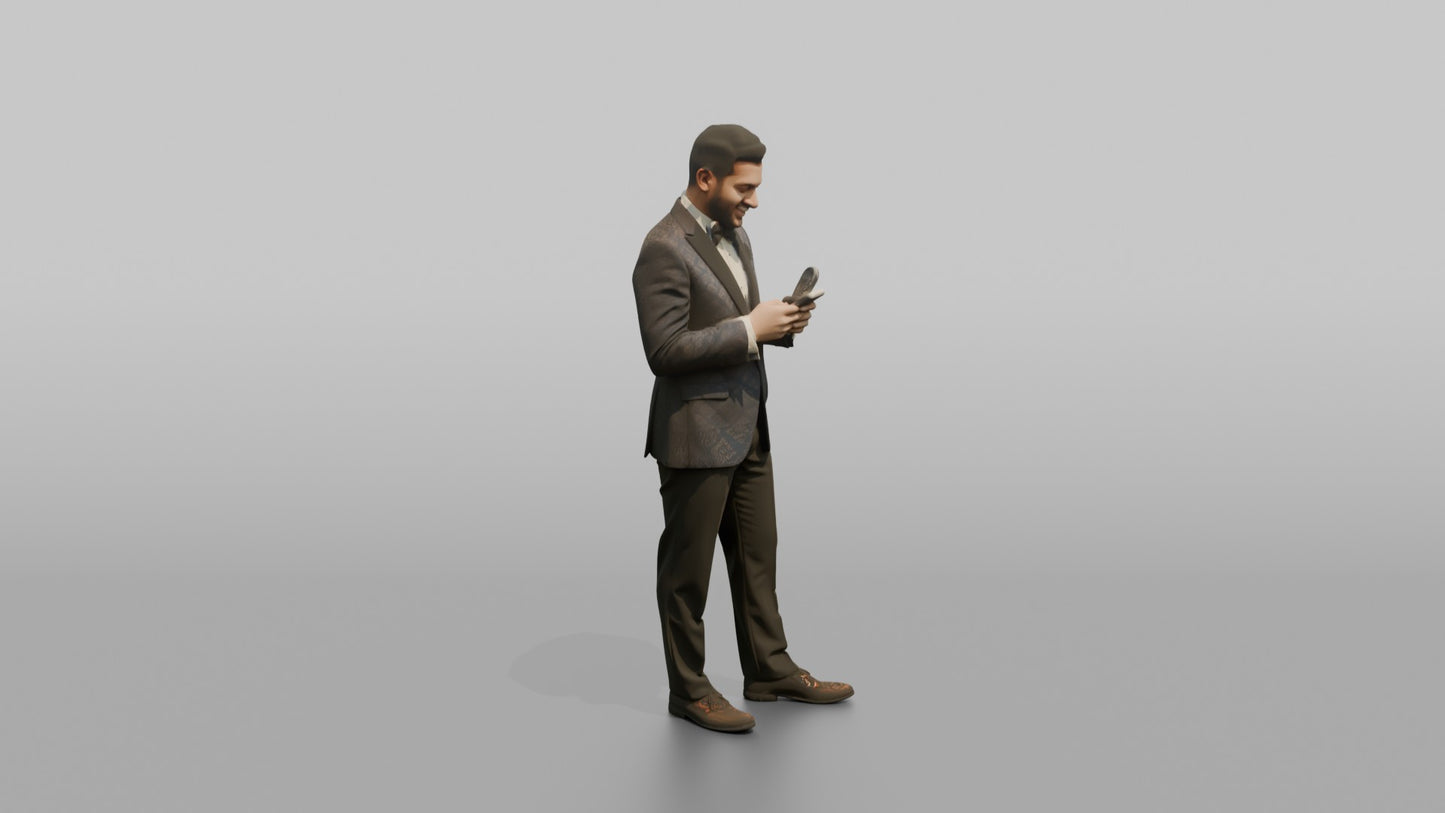 South Asian Wedding Guest Checking His Smartphone