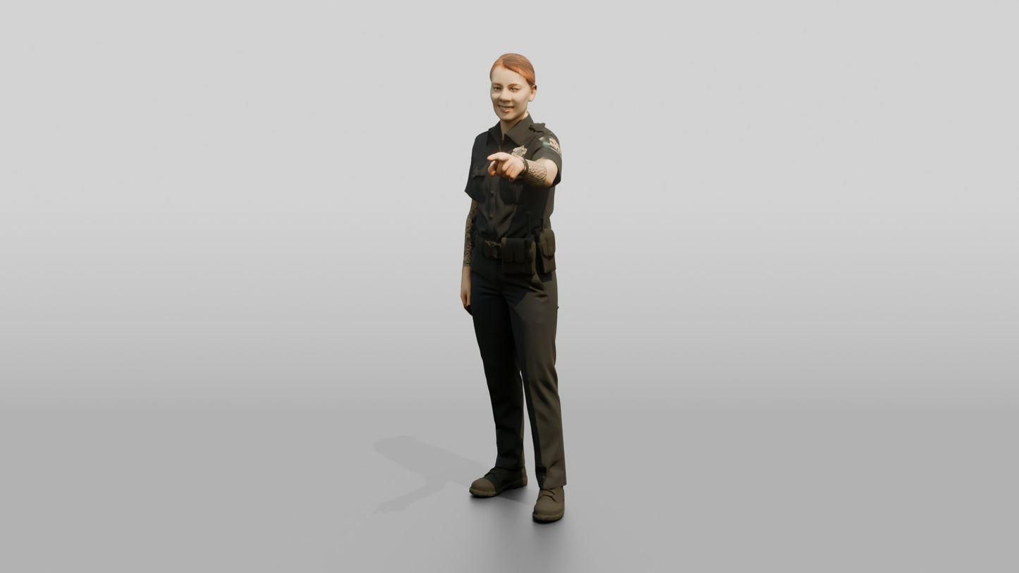Tattooed Female Police Officer Pointing