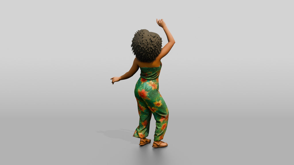Woman Dancing in a Green Jumpsuit