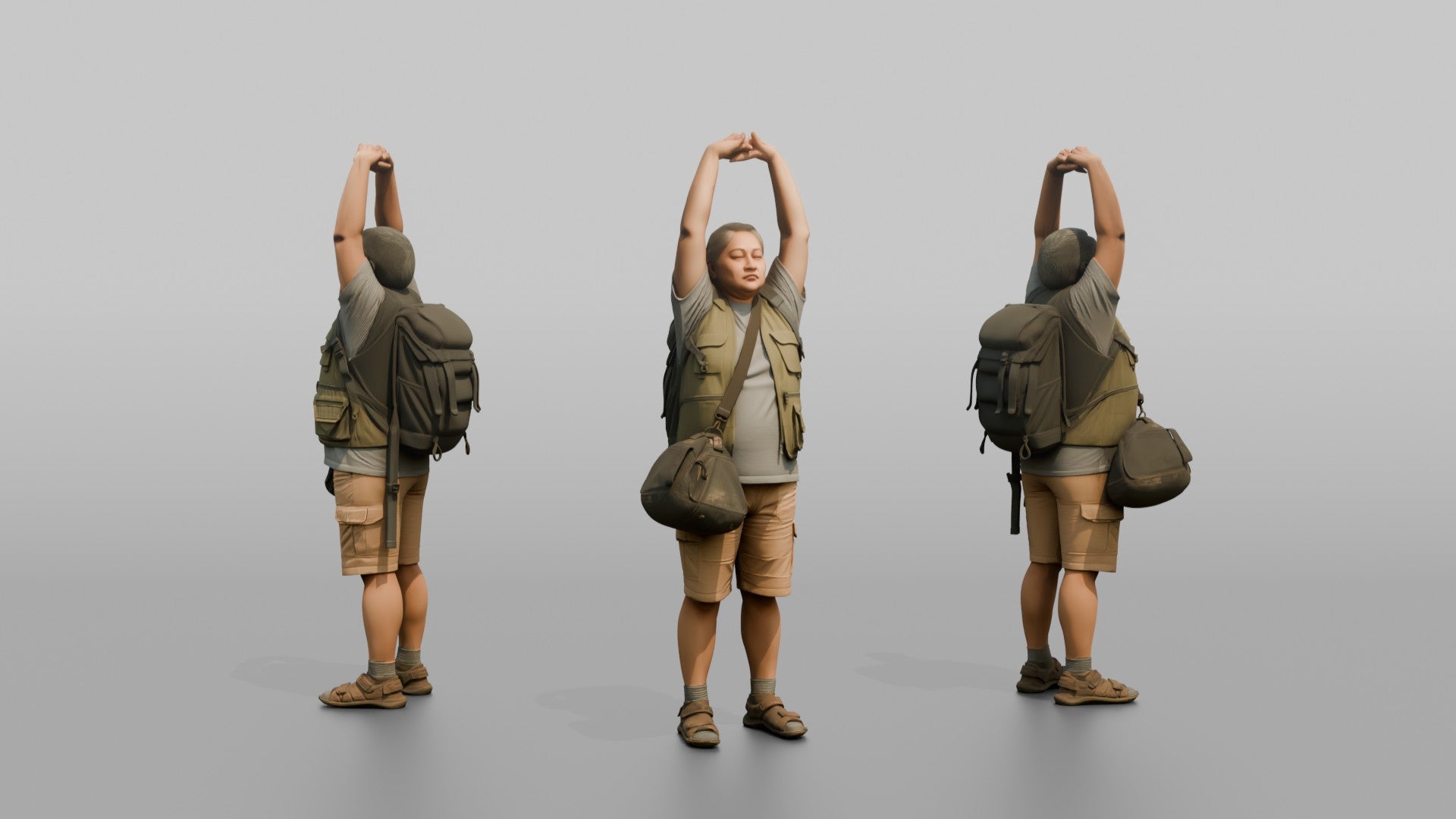Traveler Stretching After A Long Flight