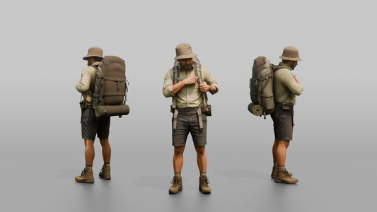 Vacationer Wearing Bucket Hat - 3D character model