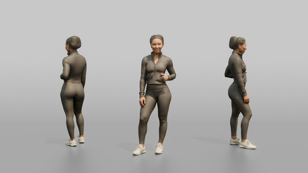 Fitness Influencer Woman Standing At A Slight Angle - 3D character model, view 1