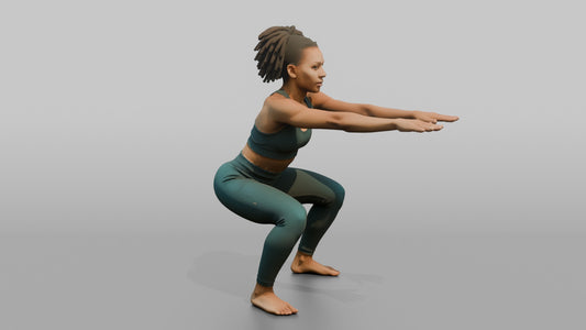 Fitness Influencer Woman Doing A Bodyweight Squat, Arms Extended Forward - 3D character model