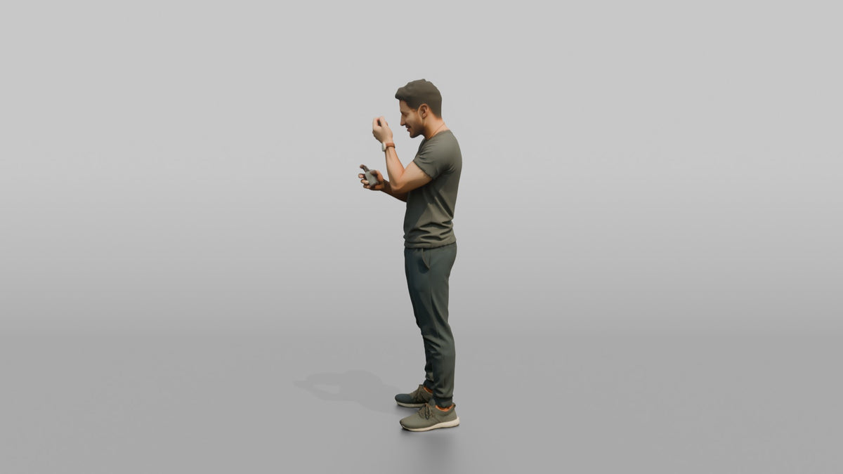 Man Customer Testing A Cologne Sample On His Wrist - 3D character model, view 4