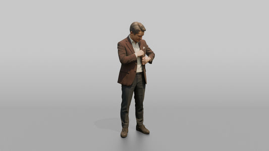 Wedding Guest Checking His Jacket Pocket - 3D character model, view 1