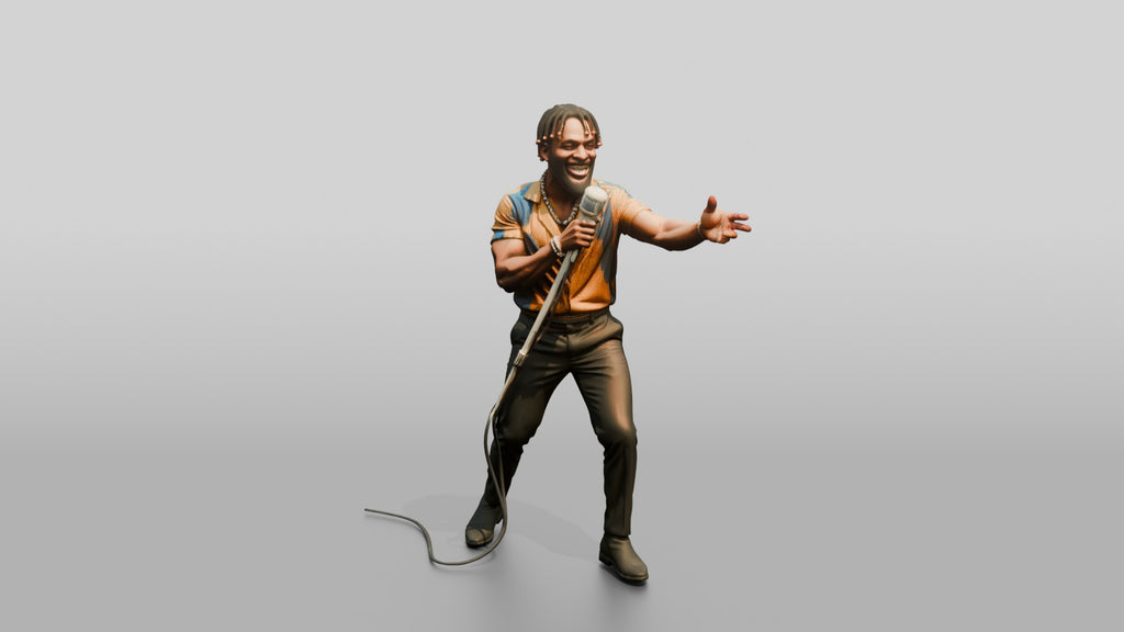 Afrobeat Singer with Retro Microphone