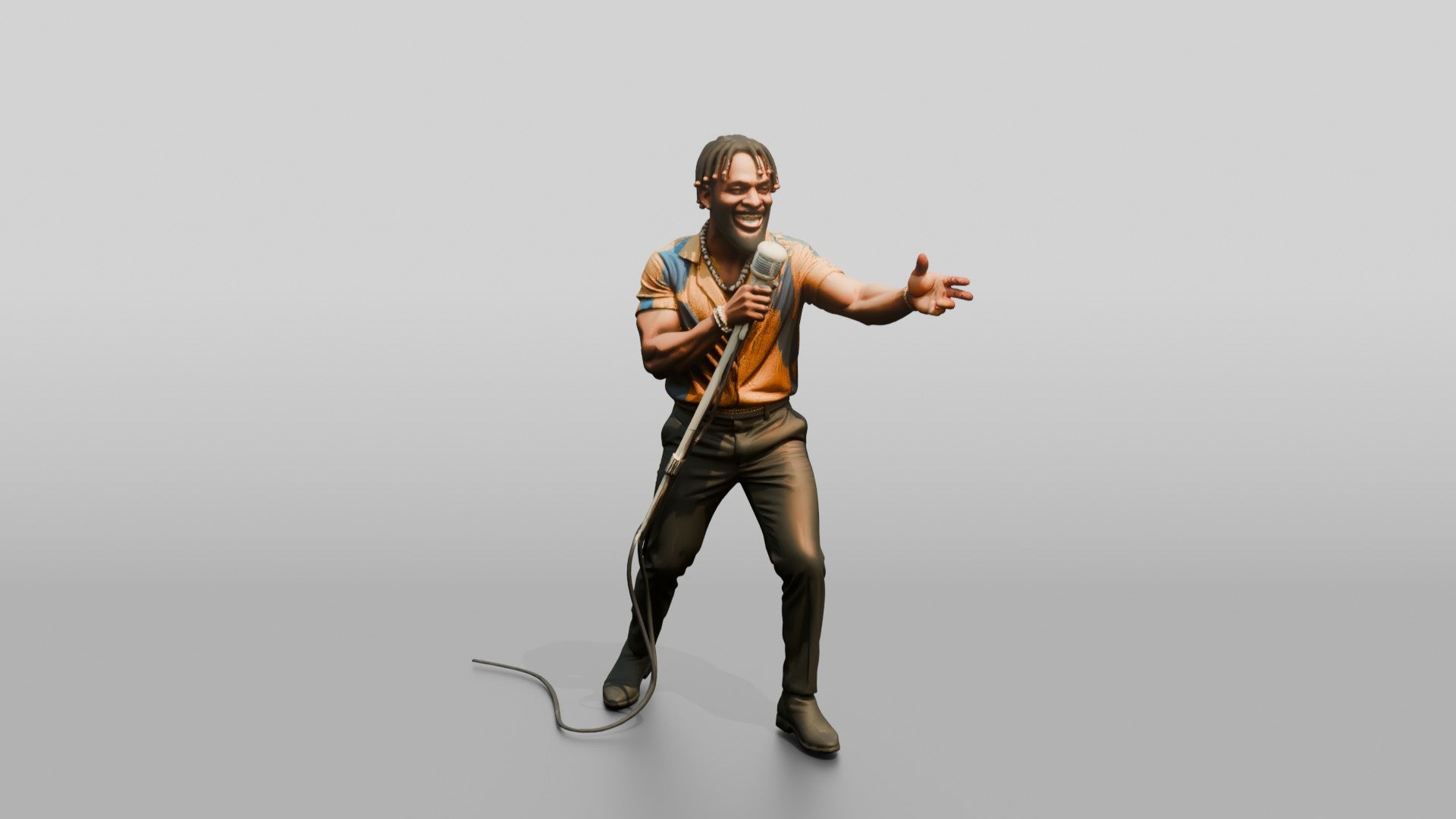 Afrobeat Singer with Retro Microphone