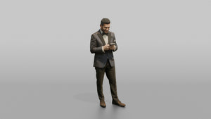 South Asian Wedding Guest Checking His Smartphone - 3D character model, view 1