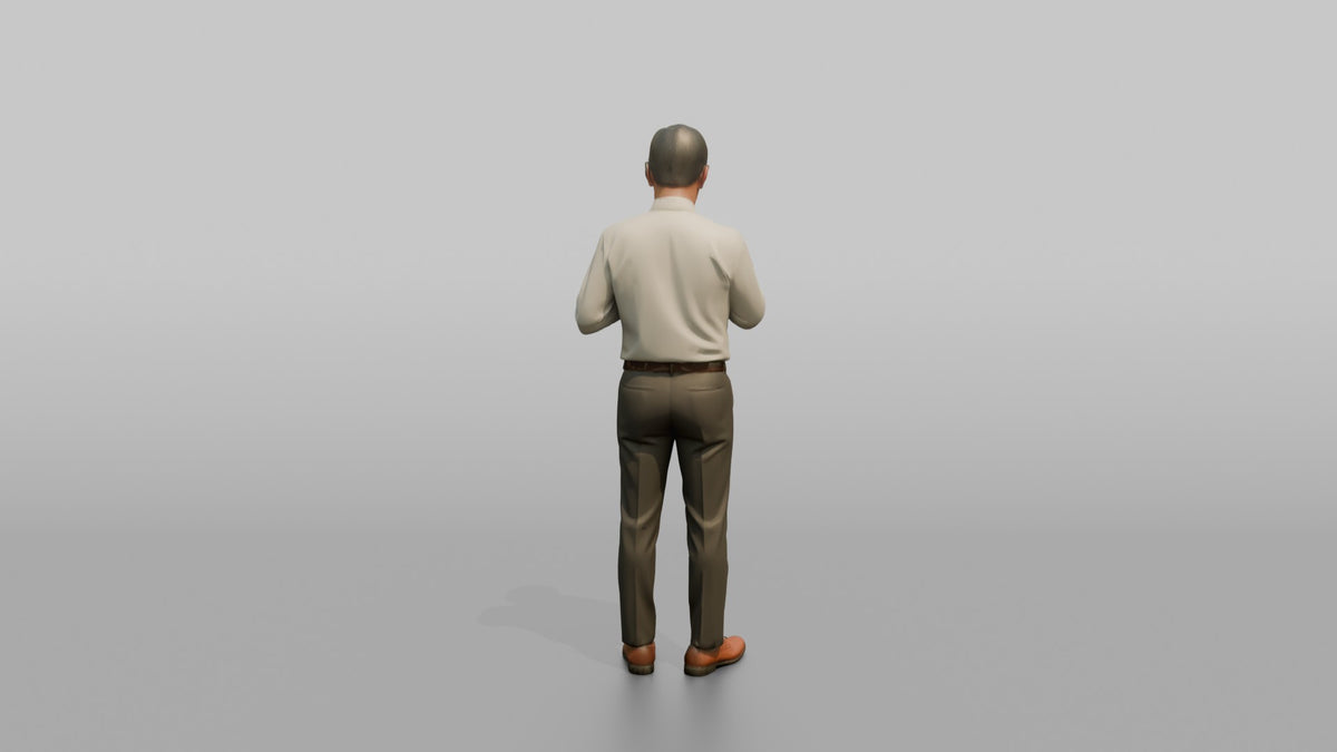 Father Adjusting His Necktie With Both Hands - 3D character model, view 3