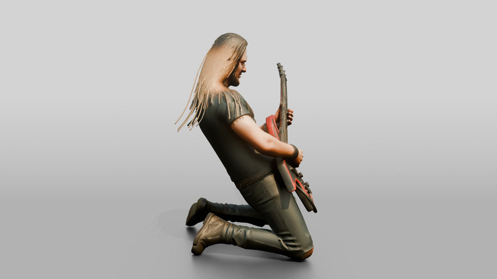 Heavy Metal Guitarist Knee-Slide Solo