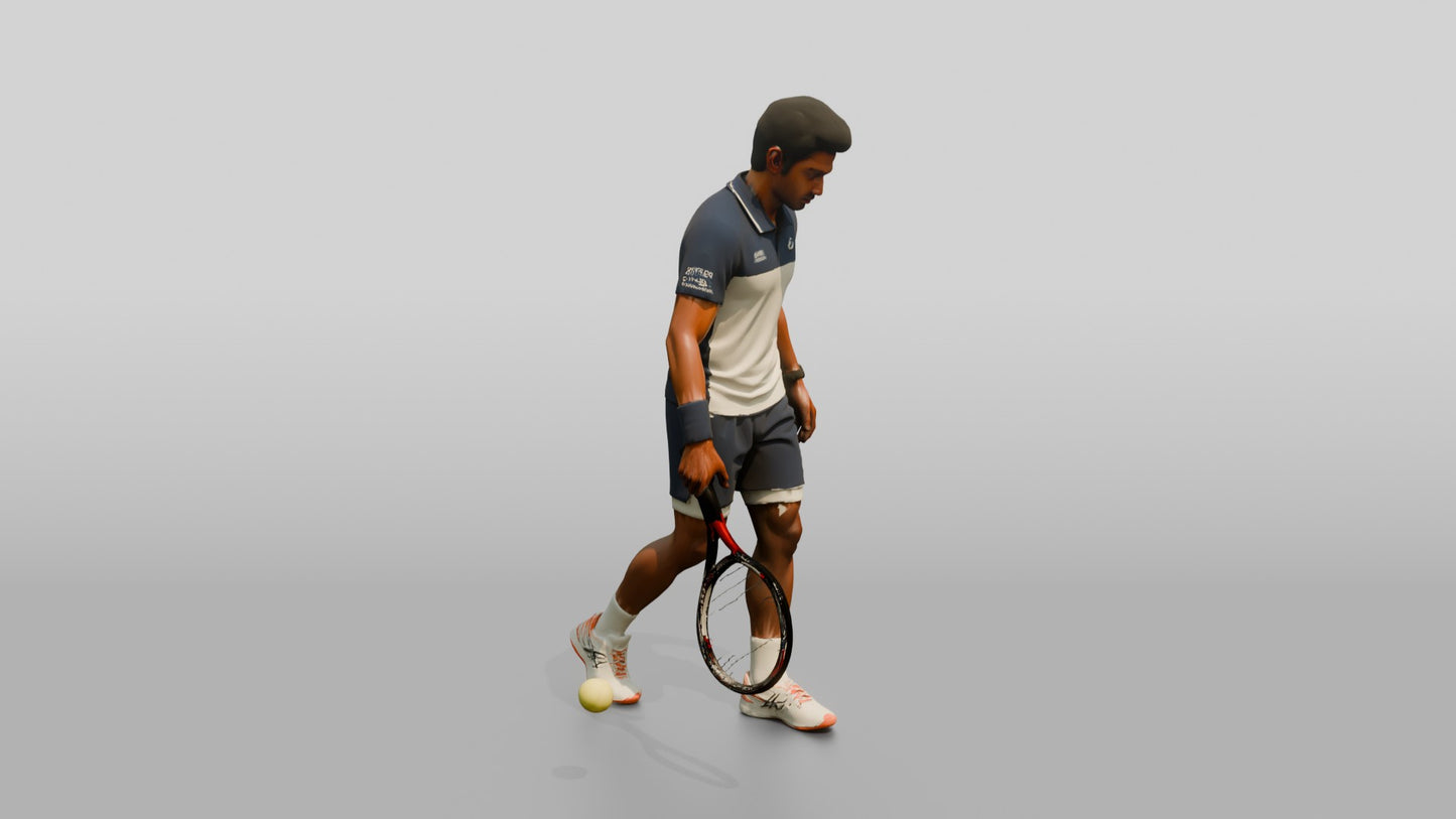 Male Tennis Player Bouncing the Ball Before a Serve