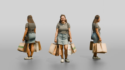 Stocky Italian Young Woman Holding Shopping Bags