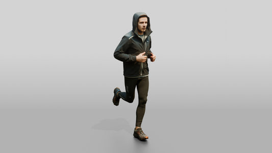 White Man Jogging Through the Park - 3D character model, view 1
