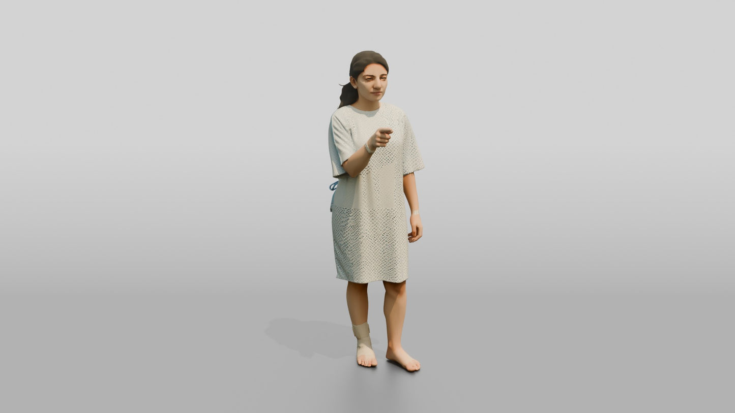 Woman Patient Pointing with an Ankle Injury