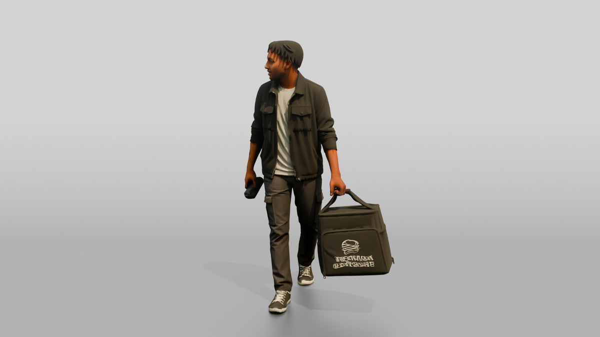 Food Delivery Courier - 3D character model, view 4