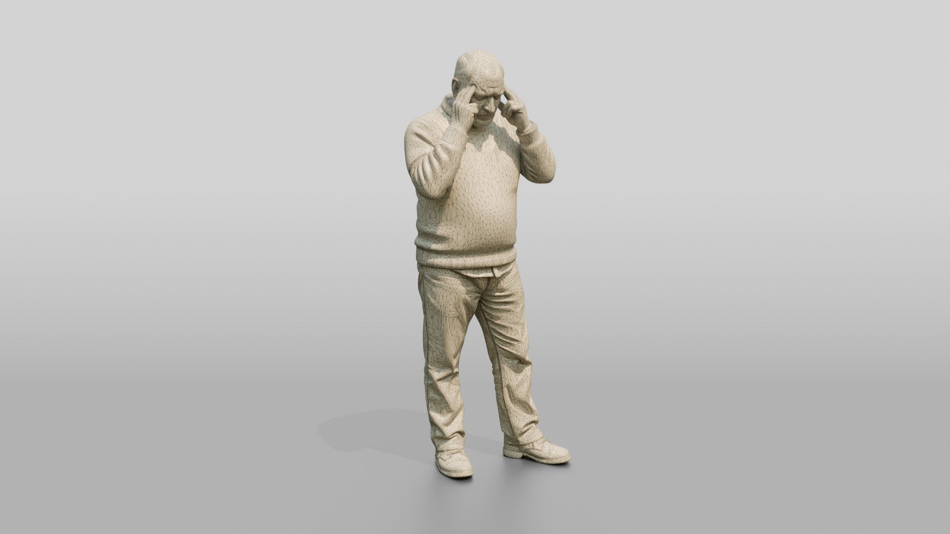 Homeless Man Looking Thoughtful While Rubbing His Temples