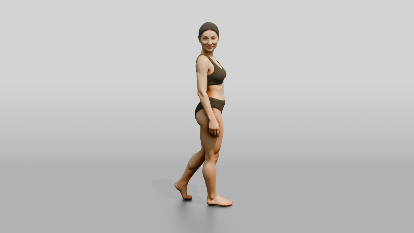 Woman in Black Two-Piece Swimsuit Standing