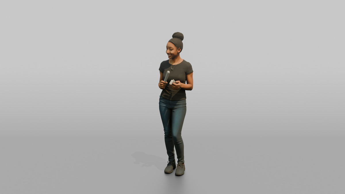 Nail Technician Man Holding A Nail File And Buffer - 3D character model, view 4